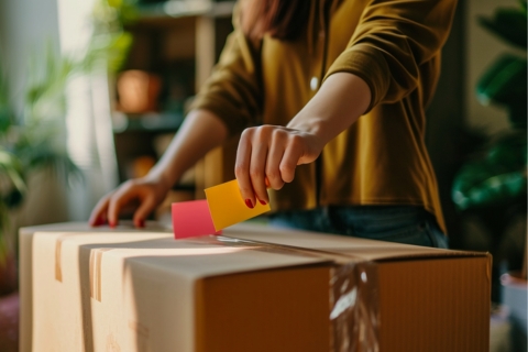 Colour coding boxes makes real estate moving, packing and unpacking more easy