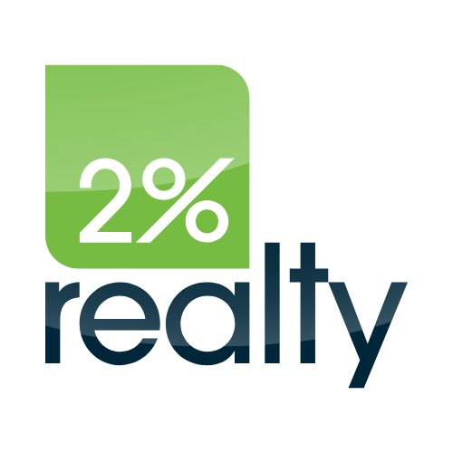 2Percentrealty Logo 2% Realty Brokerage. Lower Commission Discount Brokerage. 2 Percent Realty Brand.
